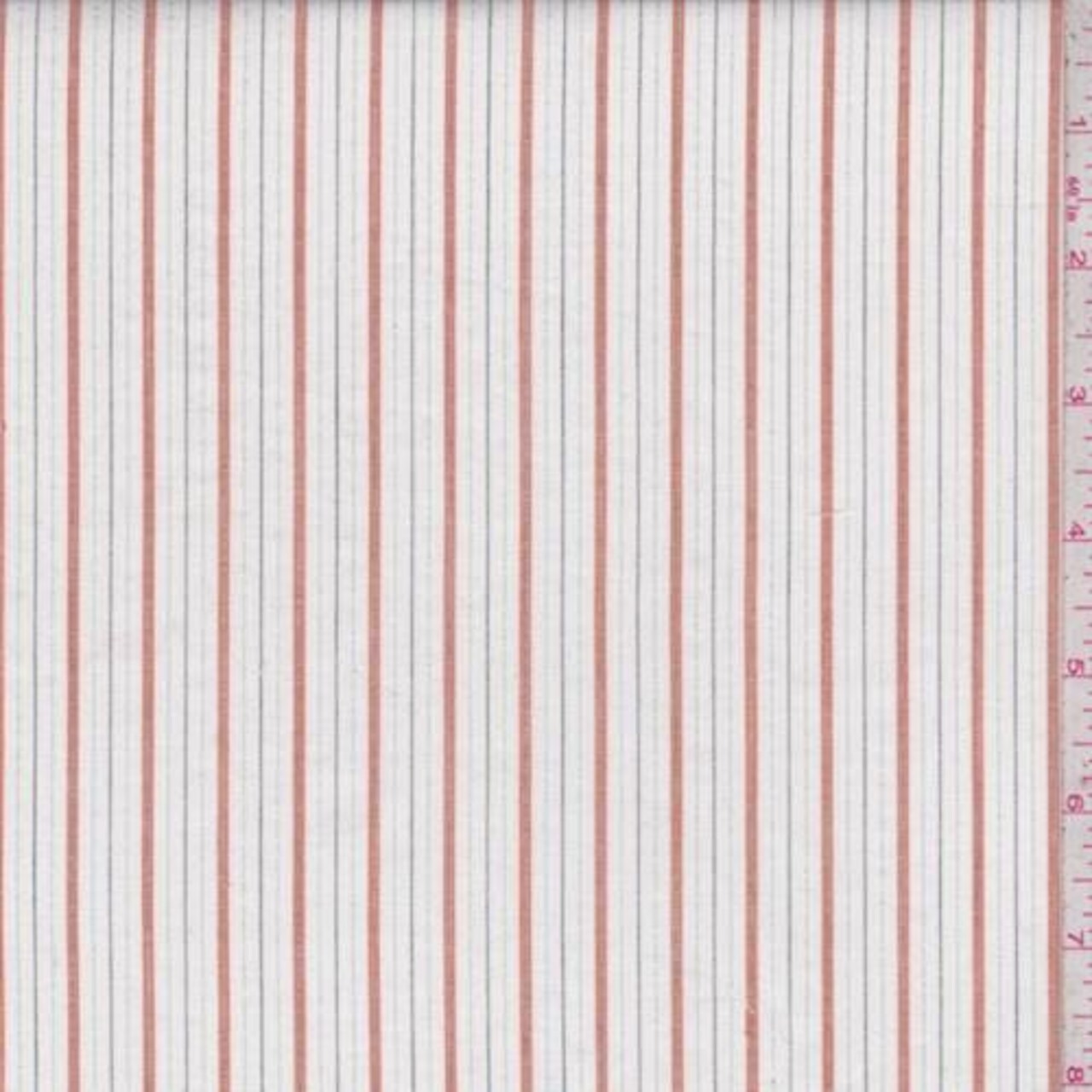 White/Orange/Silver Pinstripe Cotton Shirting Fabric By the Yard